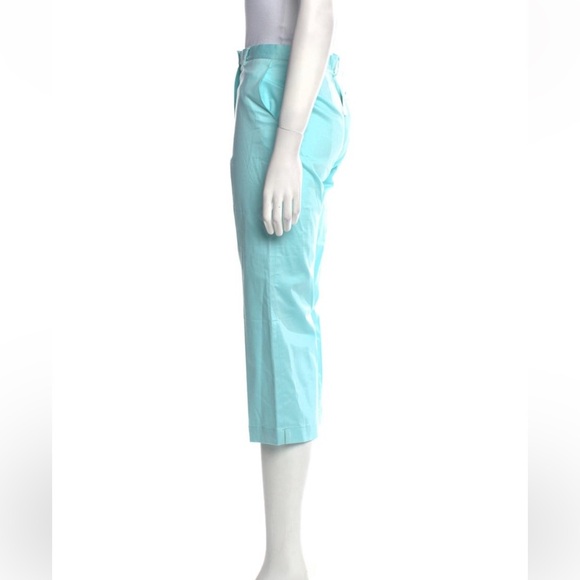 Burberry Golf cotton cropped wide leg capri pants, pockets, aqua blue, sz2, EUC - Picture 2 of 8